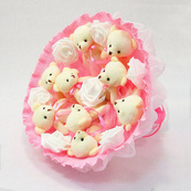 Букет з м'яких іграшок 9 ведмедиків 5337IT рожевий. Зображення №2 Букет з м'яких іграшок 9 ведмедиків 5337IT рожевий. Зображення №2