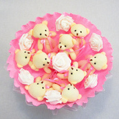 Букет з м'яких іграшок 9 ведмедиків 5337IT рожевий. Зображення №3 Букет з м'яких іграшок 9 ведмедиків 5337IT рожевий. Зображення №3