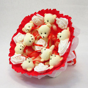 Букет з м'яких іграшок 9 ведмедиків 5338IT червоний. Зображення №2 Букет з м'яких іграшок 9 ведмедиків 5338IT червоний. Зображення №2
