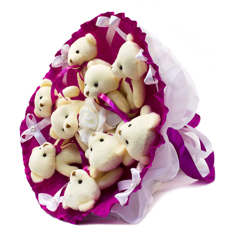 Букет з іграшок Ведмедики фуксія 5351IT з 9ю іграшками Букет з іграшок Ведмедики фуксія 5351IT з 9ю іграшками