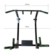 Тренажер турник с подъемными брусьями Iron Pro 4 в 1 NE-TR-5B, с мягкими ручками, черный. Изображение №4