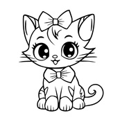 Роспись по холсту пальчиковыми красками "Кошка с бантиком" 15634-AC 25х25 см. Изображение №2