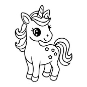 Розпис по полотну пальчиковими фарбами "Коник одноріжка" 15633-AC 25х25 см. Зображення №2