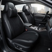 Чохли - Накидки сидіння Алькантара + Шкір. зам 5D "NAMI" (спинка закрита) Чорні. Зображення №2