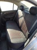 Чохли - Накидки сидіння Тканина 5D "HANZO" (спинка закрита) Чорний/червона нитка. Зображення №2