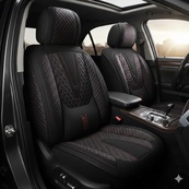 Чохли - Накидки сидіння Тканина 5D "MORI" (спинка закрита) Чорний/червоний. Изображение №2