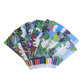 Набор для рисования песком "Динозавры" LY63001A-C-B(Blue)  песок 16 цветов, 16 карточек. Изображение №2