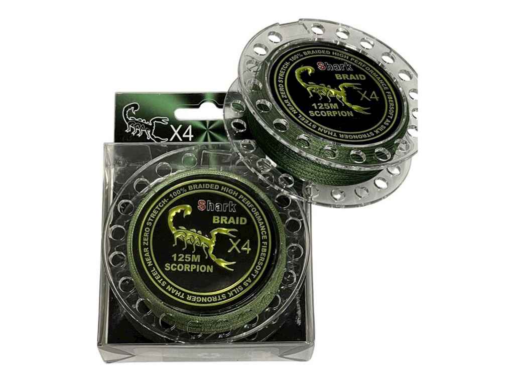 Шнур 0,18мм 14,6кг 125м Scorpion ТМ Shark Шнур 0,18мм 14,6кг 125м Scorpion ТМ Shark
