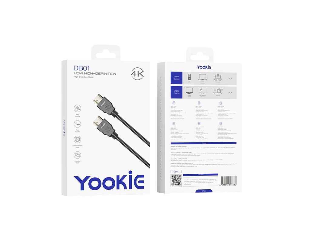 Кабель HDMI-HDMI DB01 чорний 1.5м ТМ YOOKIE Кабель HDMI-HDMI DB01 чорний 1.5м ТМ YOOKIE