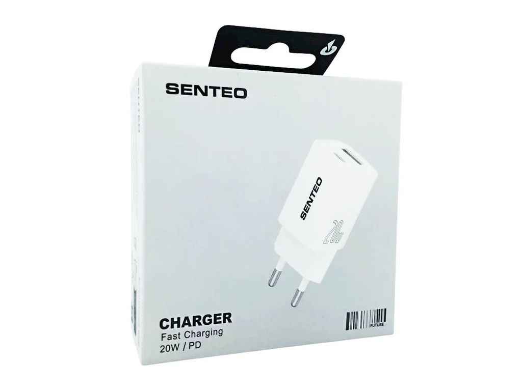 Мережевий зарядний пристрій USB S-03 3A 1USB 18W PD20W QC3.0 білий ТМ SENTEO Мережевий зарядний пристрій USB S-03 3A 1USB 18W PD20W QC3.0 білий ТМ SENTEO