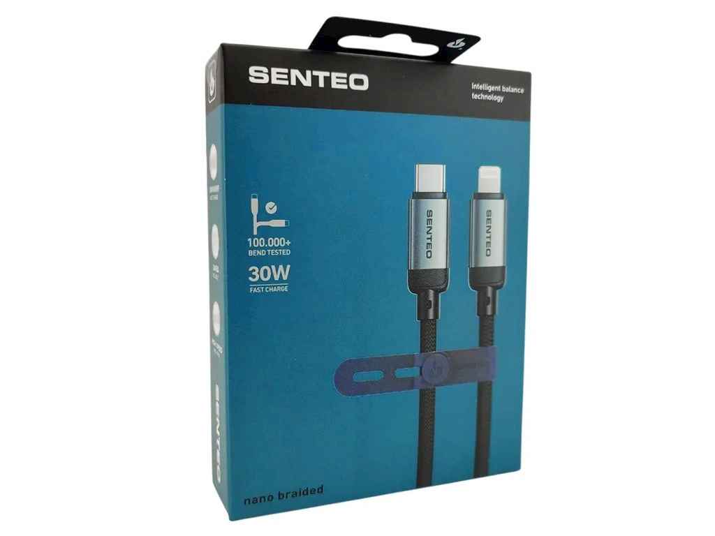 Кабель Type С-Lightning iPhone PD SM-06 30W нейлоновий чорний 1м ТМ SENTEO Кабель Type С-Lightning iPhone PD SM-06 30W нейлоновий чорний 1м ТМ SENTEO