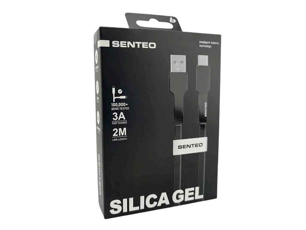 Кабель USB - Type-C SL-03 силіконовий чорний 2м ТМ SENTEO Кабель USB - Type-C SL-03 силіконовий чорний 2м ТМ SENTEO