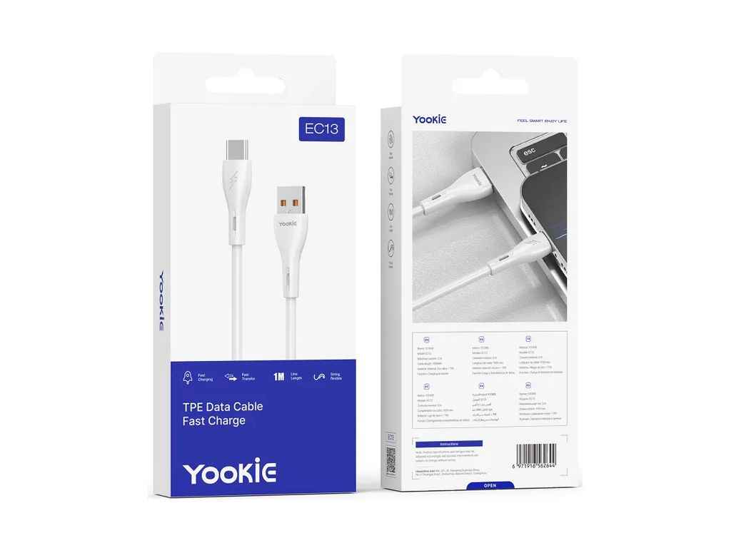 Кабель USB - Type-C EC13 білий 1м ТМ YOOKIE Кабель USB - Type-C EC13 білий 1м ТМ YOOKIE