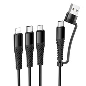 Кабель USB 6в1: HOCO X123 lighting-microUSB-Type-C 1m Black. Зображення №3