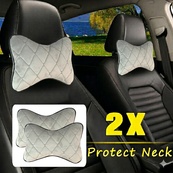 Подушка на підголівник алькантара Ромб Світло Сірий/нитка сіра (2шт/к-кт). Зображення №2