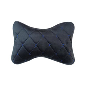 Подушка на підголівник алькантара Ромб Чорний/нитка синя (2шт/к-кт). Изображение №2