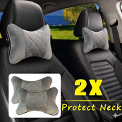 Подушка на підголівник алькантара Сіра/вставка посередені Ромб Сірий (2шт/к-кт). Зображення №2