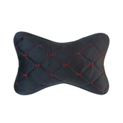 Подушка на підголівник алькантара Ромб Чорний/нитка червона (2шт/к-кт). Зображення №2