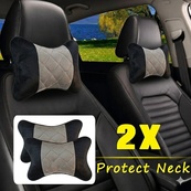 Подушка на підголівник алькантара Чорна/вставка посередені Ромб Сірий (2шт/к-кт). Зображення №2