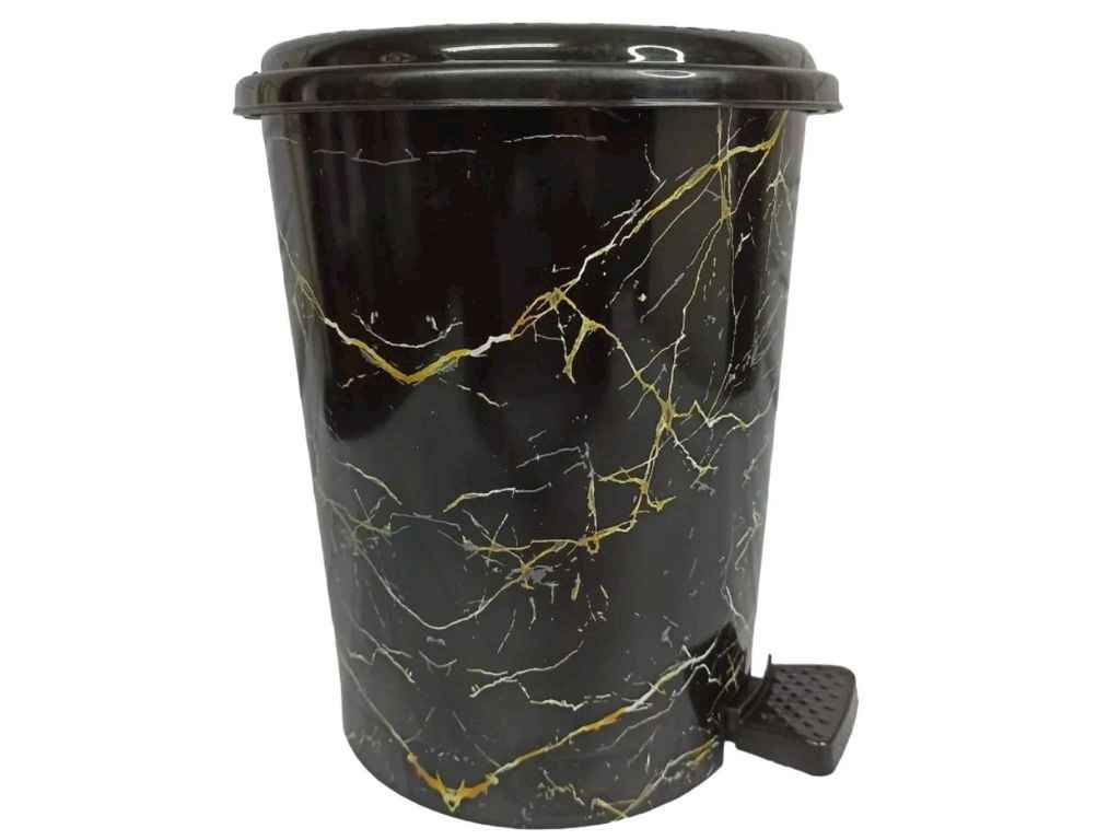 Смітник 6л чорний з дек. круг. з пед. (23х25х28см) (Мармур) ТМ ELIF PLASTIK Смітник 6л чорний з дек. круг. з пед. (23х25х28см) (Мармур) ТМ ELIF PLASTIK