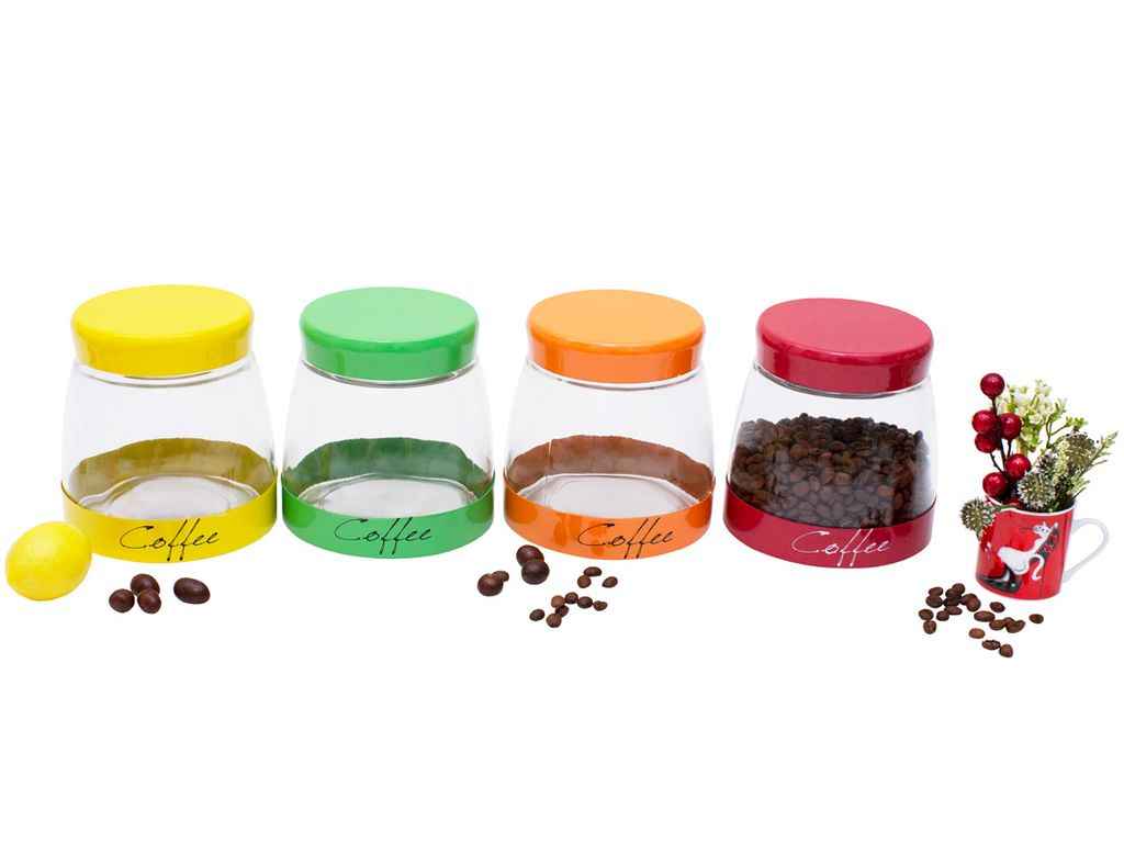 Банка 1л з кришкою в асортименті COFFEE 4 дизайни 279-113 ТМBONADI Банка 1л з кришкою в асортименті COFFEE 4 дизайни 279-113 ТМBONADI