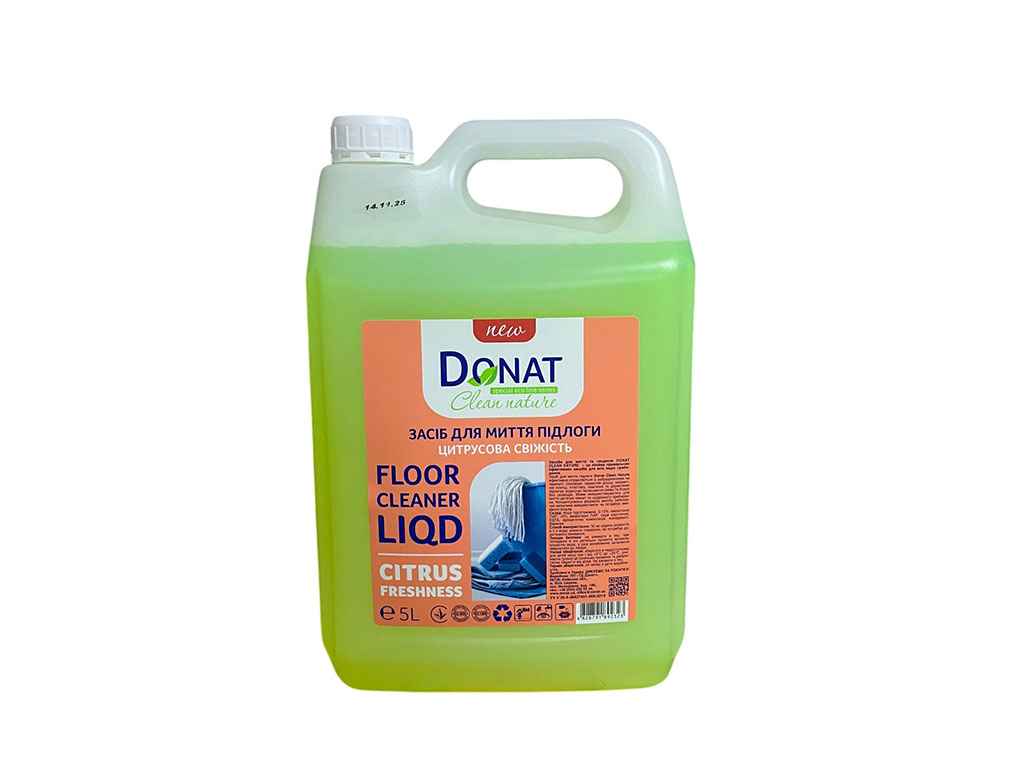 Засіб для миття підлоги 5л Clean Nature Цитрусова свіжість (каністра) ТМ DONAT Засіб для миття підлоги 5л Clean Nature Цитрусова свіжість (каністра) ТМ DONAT