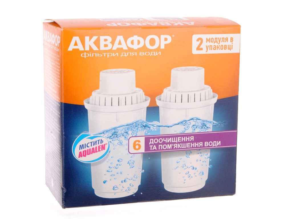 Комплект картриджів В100-6 (2шт) для фільтра-глечика (ресурс 300л) ТМ АКВАФОР Комплект картриджів В100-6 (2шт) для фільтра-глечика (ресурс 300л) ТМ АКВАФОР