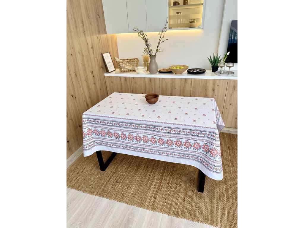Скатертина 150*180 бавовняна Білий орнамент ТМ ПЛАТКИ-ОПТ Скатертина 150*180 бавовняна Білий орнамент ТМ ПЛАТКИ-ОПТ