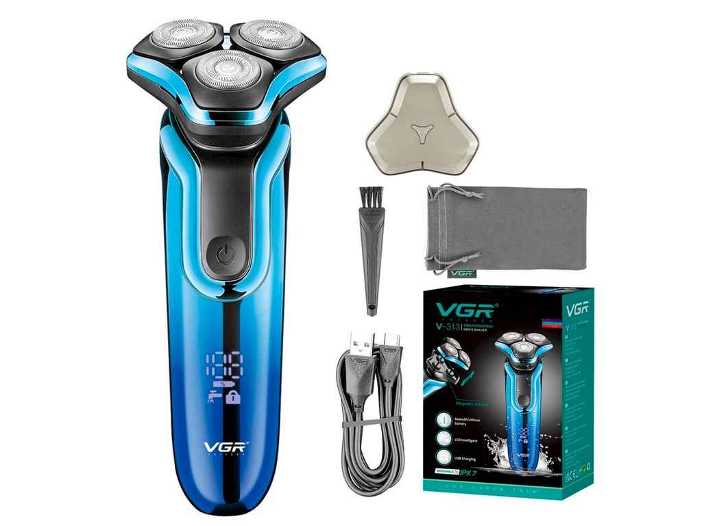 Електробритва Акумулятор V-313 BLUE IPX7 ТМ VGR Електробритва Акумулятор V-313 BLUE IPX7 ТМ VGR