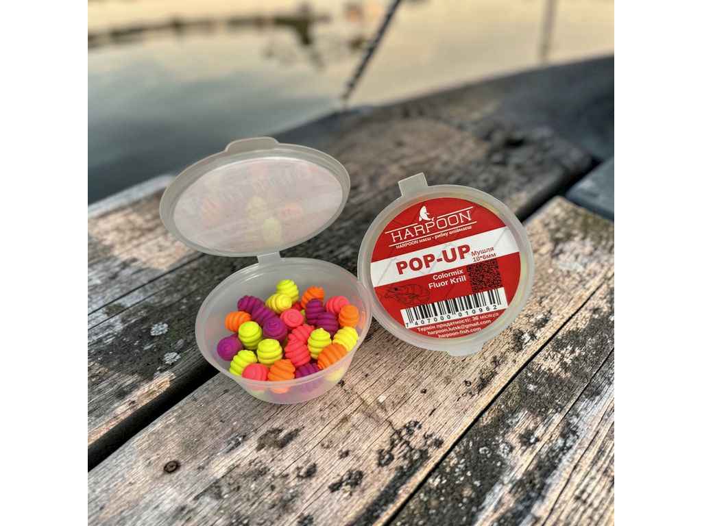 Бойли плаваючі 10*6мм кріль 45г МУШЛЯ COLOR MIX (FLUOR) ТМ HARPOON Бойли плаваючі 10*6мм кріль 45г МУШЛЯ COLOR MIX (FLUOR) ТМ HARPOON