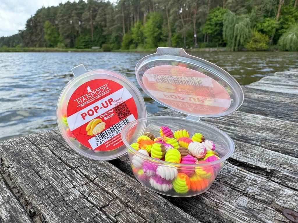 Бойли плаваючі 10*6мм банан 45г МУШЛЯ COLOR MIX (FLUOR )двоколірні ТМ HARPOON Бойли плаваючі 10*6мм банан 45г МУШЛЯ COLOR MIX (FLUOR )двоколірні ТМ HARPOON