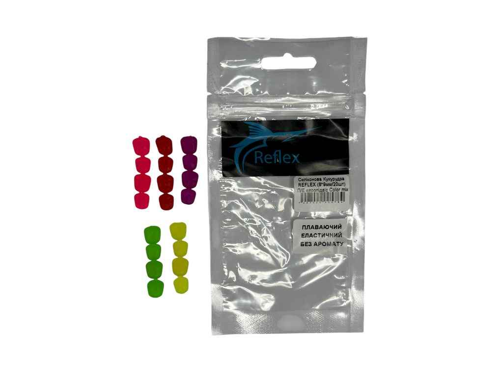 Плаваюча силіконова насадка Кукурудза оригінал 20 (8*9мм/20шт) Color mix ТМ REFLEX Плаваюча силіконова насадка Кукурудза оригінал 20 (8*9мм/20шт) Color mix ТМ REFLEX
