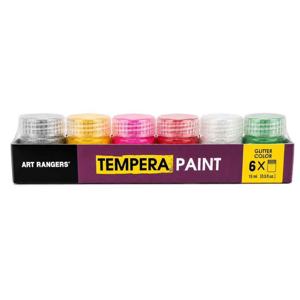 Набір фарб TEMPERA Glitter Art Rangers PT24.06015.A водорозчинні, 6 кольорів, 15 мл Набір фарб TEMPERA Glitter Art Rangers PT24.06015.A водорозчинні, 6 кольорів, 15 мл