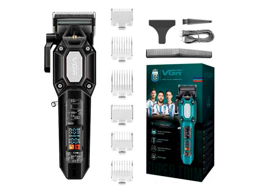 Машинка для стрижки Аккумулятор (clipper) V-600 BLACK, 6 насадок, регулятор высоты, LED display, 7000 RPM ТМ VGR Машинка для стрижки Аккумулятор (clipper) V-600 BLACK, 6 насадок, регулятор высоты, LED display, 7000 RPM ТМ VGR