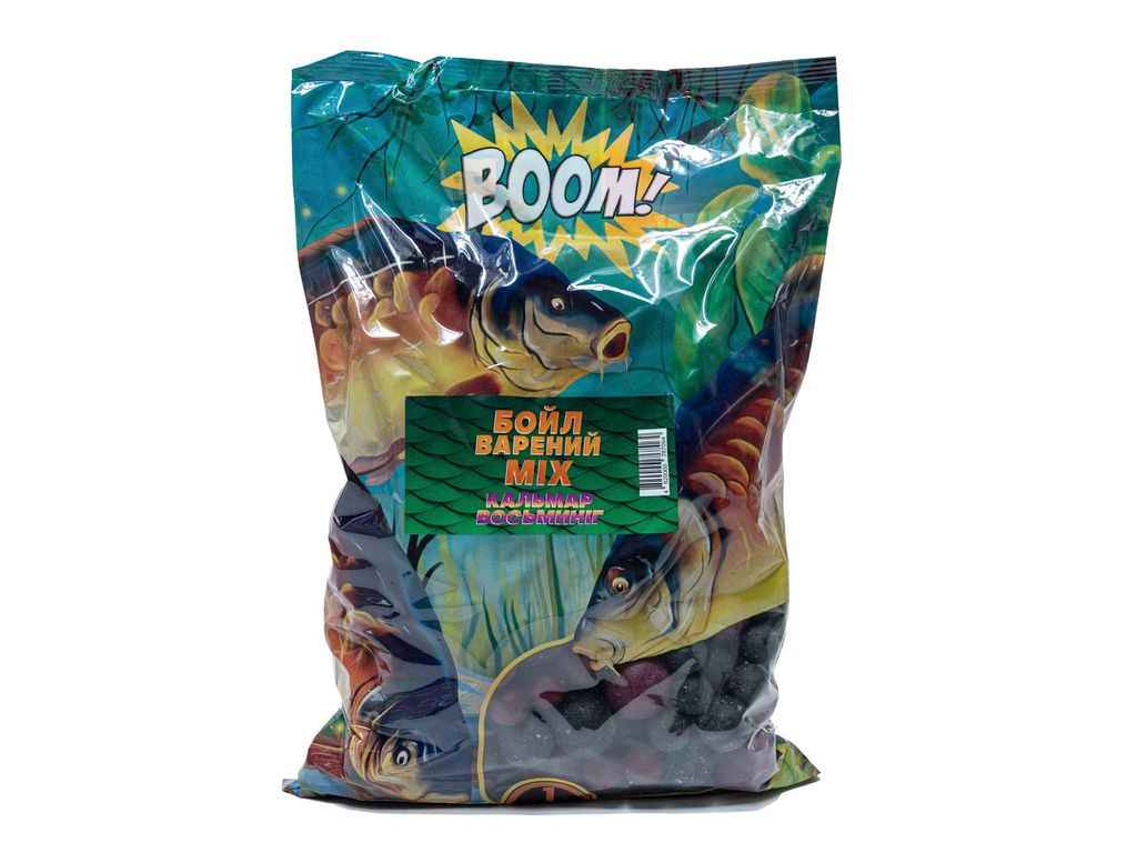 Бойли варені 14-22мм Кальмар Восминіг 1кг MIX ТМ BOOM Бойли варені 14-22мм Кальмар Восминіг 1кг MIX ТМ BOOM