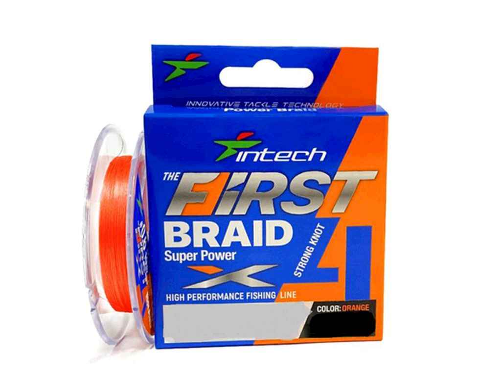 Шнур 0,104мм 3,63кг 100м #0.4 First Braid X4 Orange ТМ INTECH Шнур 0,104мм 3,63кг 100м #0.4 First Braid X4 Orange ТМ INTECH