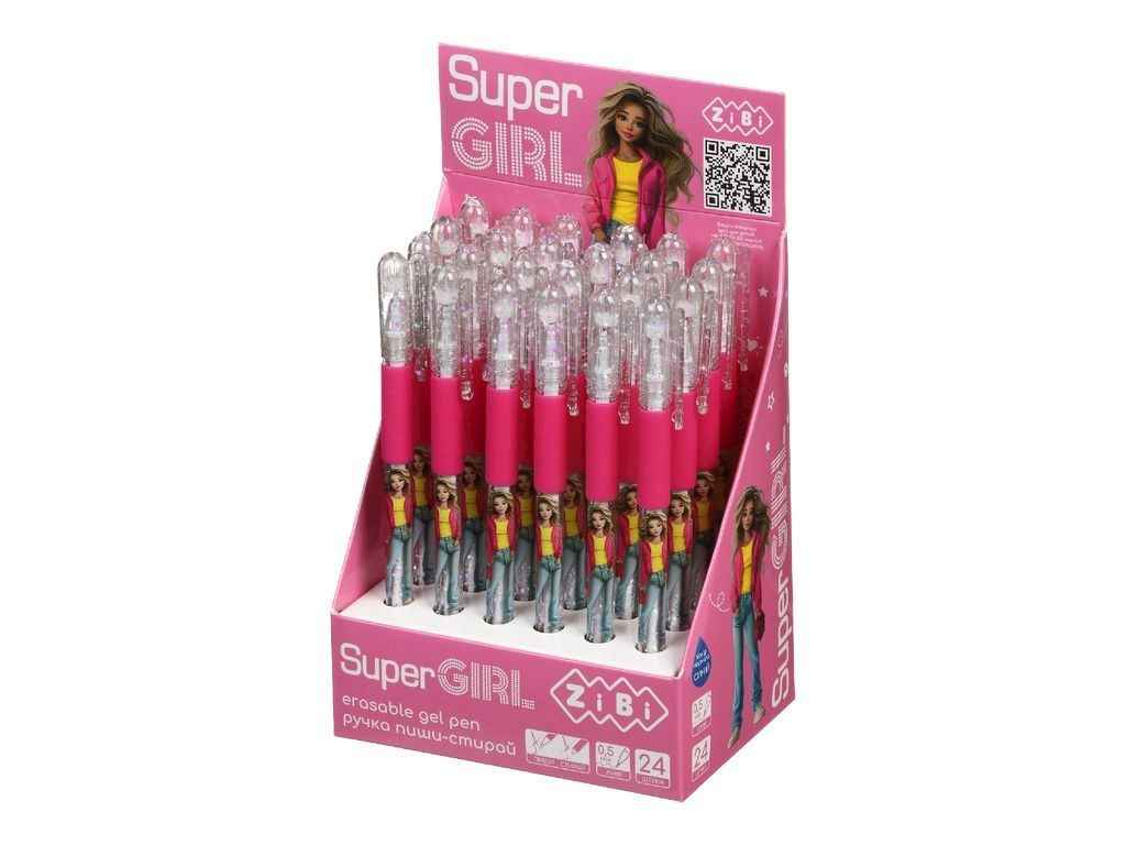 Ручка гелева пиши-стирай SUPER GIRL 5мм синя ТМ Zibi Ручка гелева пиши-стирай SUPER GIRL 5мм синя ТМ Zibi