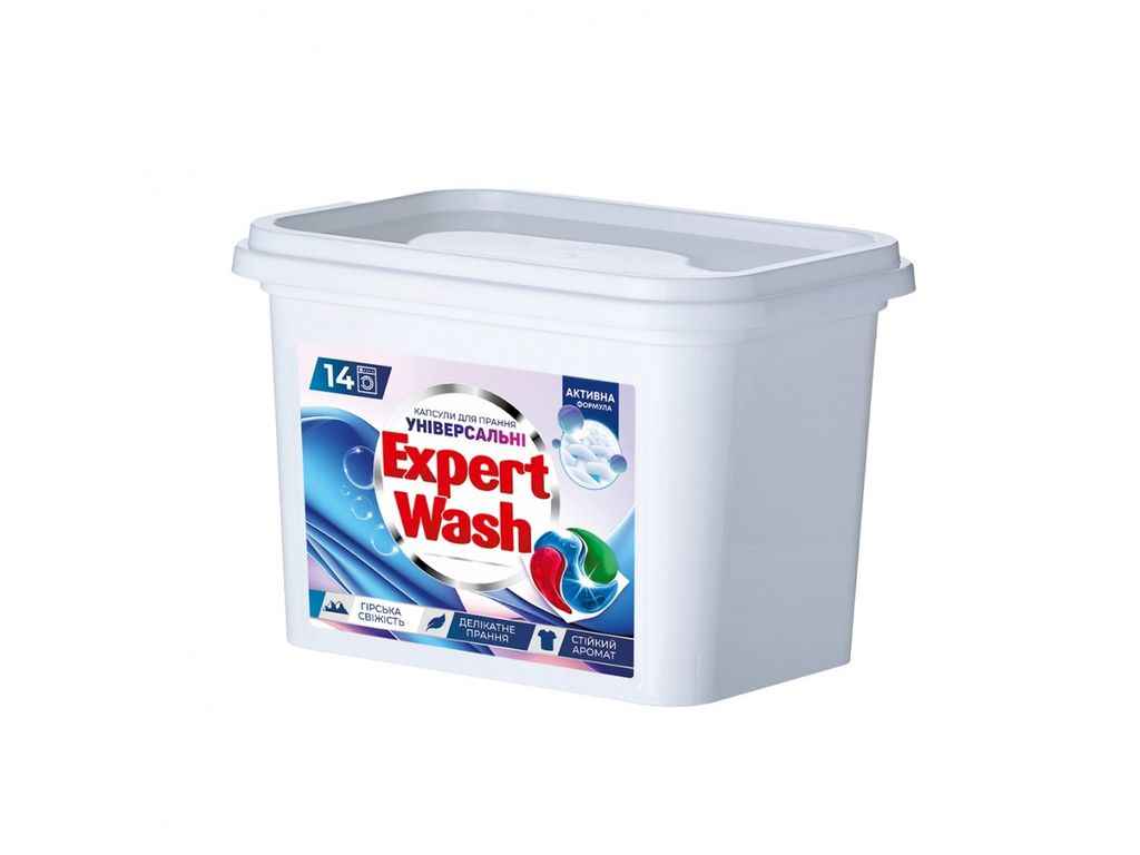 Капсули для прання 14шт Універсальні Гірська свіжість ТМ EXPERT WASH Капсули для прання 14шт Універсальні Гірська свіжість ТМ EXPERT WASH