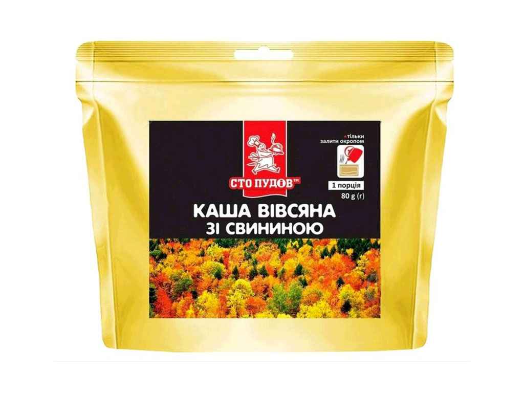Каша вівсяна 80г зі свининою ТМСТО ПУДІВ Каша вівсяна 80г зі свининою ТМСТО ПУДІВ