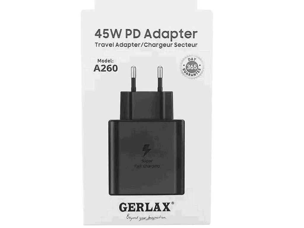 Мережевий зарядний пристрій PD Type-C A260 3A/PD45W чорний ТМ GERLAX Мережевий зарядний пристрій PD Type-C A260 3A/PD45W чорний ТМ GERLAX