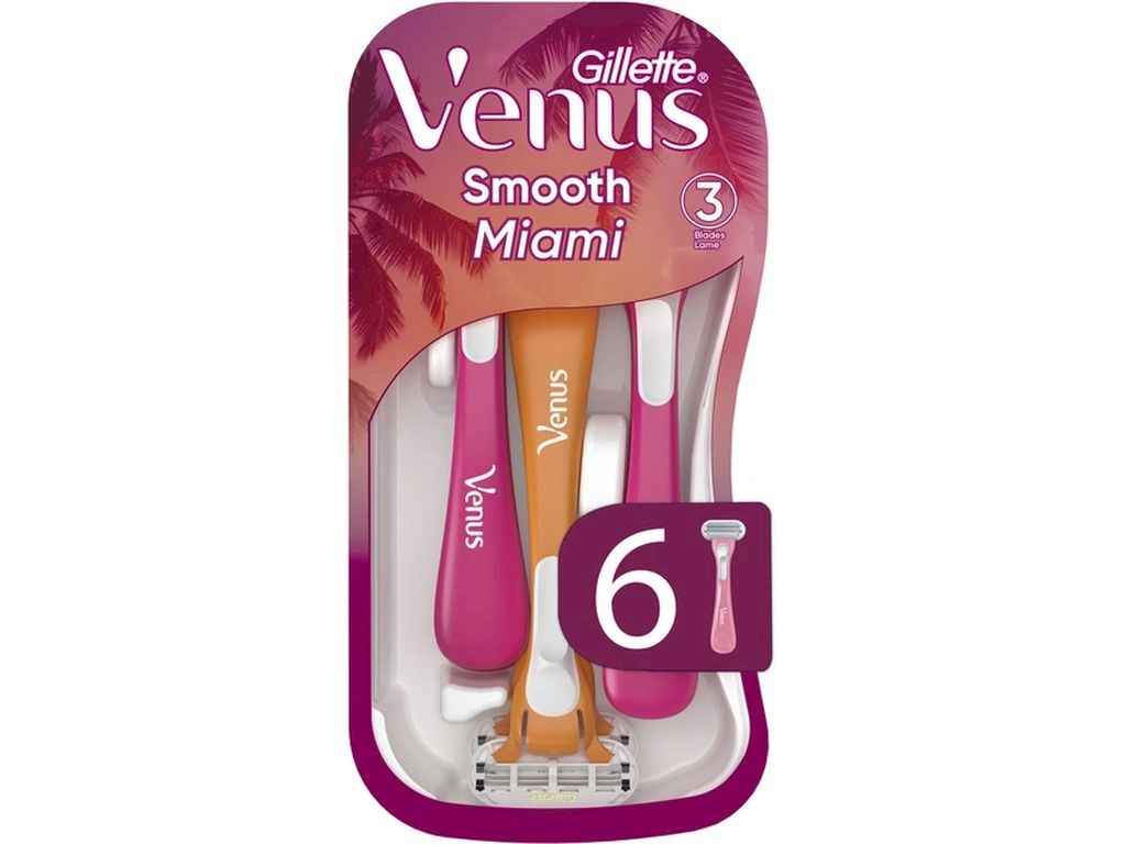 Бритва одноразова 3леза 6шт для гоління Smooth Miami ТМ VENUS Бритва одноразова 3леза 6шт для гоління Smooth Miami ТМ VENUS