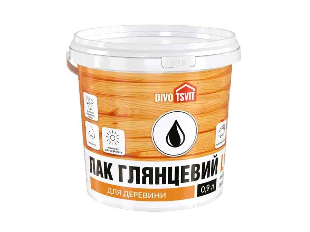 Лак акриловий панельний 0,9л глянцевий для деревини ТМDIVOFIX Лак акриловий панельний 0,9л глянцевий для деревини ТМDIVOFIX