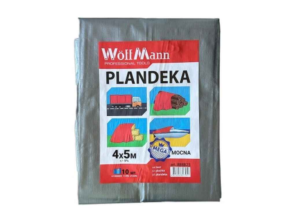 Тент будівельний 4х5м срібний 180гр/м2 PLANDEKA MEGA MOCNA арт.888845 ТМ WoffMann Тент будівельний 4х5м срібний 180гр/м2 PLANDEKA MEGA MOCNA арт.888845 ТМ WoffMann