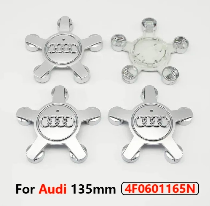 Ковпачки на титани "Audi" (135/57мм) сірий/хром. (4F0601165N) краб/зірка Ковпачки на титани "Audi" (135/57мм) сірий/хром. (4F0601165N) краб/зірка