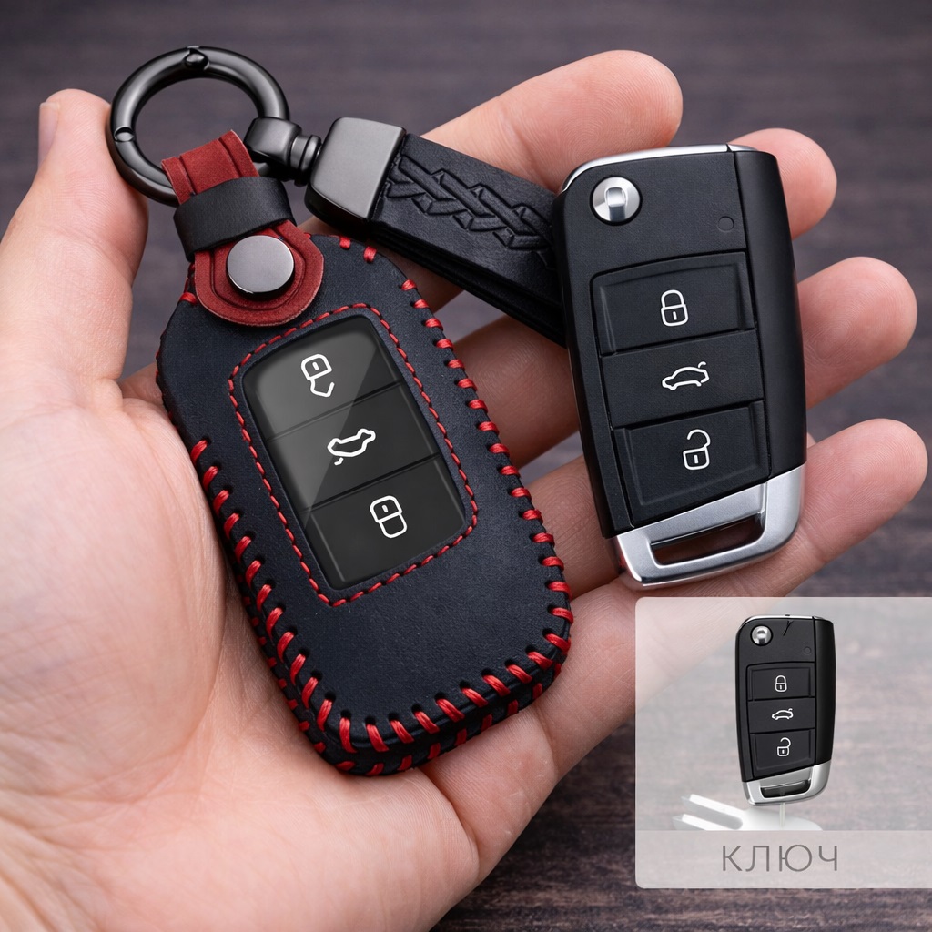 Чохол для ключа Volkswagen №2 Skoda Seat моделі 2012- викидний нового зразка Чохол для ключа Volkswagen №2 Skoda Seat моделі 2012- викидний нового зразка