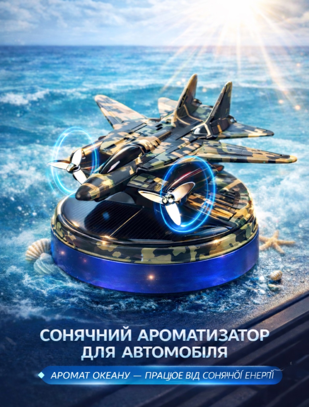 Ароматизатор на сонячній панелі "Літак-винищувач BUSHINECO" XY-6 (Ocean) камуфляж Ароматизатор на сонячній панелі "Літак-винищувач BUSHINECO" XY-6 (Ocean) камуфляж
