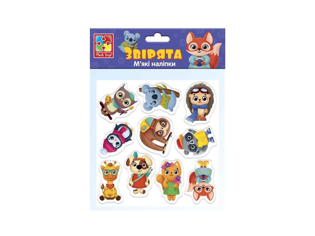Набір для творчості мякі наліпки Звірята VT4210-10 (укр.) ТМVLADI TOYS Набір для творчості мякі наліпки Звірята VT4210-10 (укр.) ТМVLADI TOYS