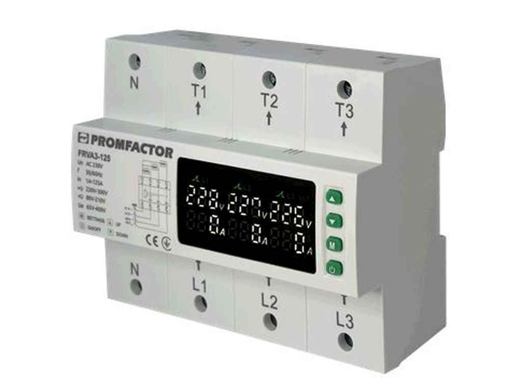 Реле напруги та струму Трифазне FRVA3-125A ТМ PF Реле напруги та струму Трифазне FRVA3-125A ТМ PF