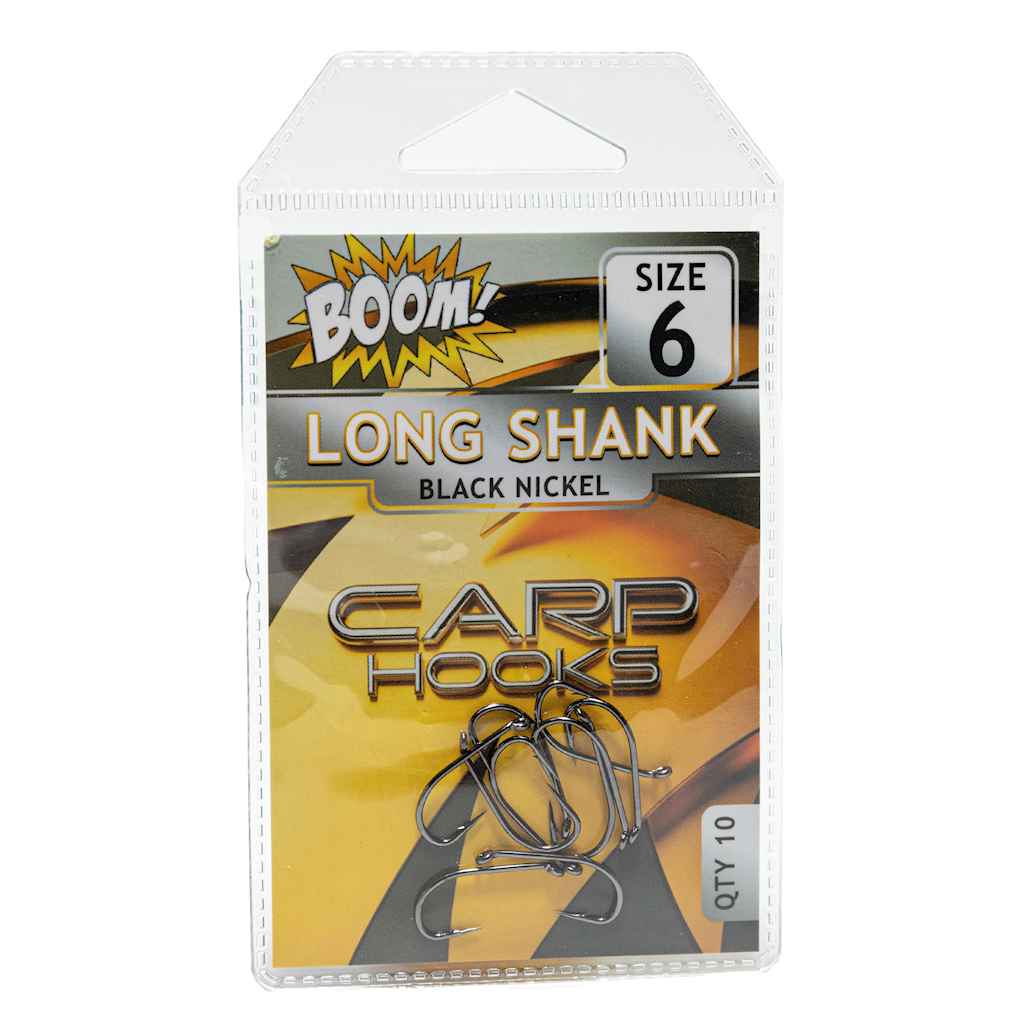 Гачок для мирної риби Long Shank №6 (10 шт/уп) (Black Nickel) ТМ BOOM Гачок для мирної риби Long Shank №6 (10 шт/уп) (Black Nickel) ТМ BOOM