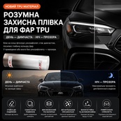 Плівка фотохромна для фар автомобіля ТРU(поліуретан) Прозора-Чорна (бухта-15м) VLT92%-72% AEP. Зображення №2